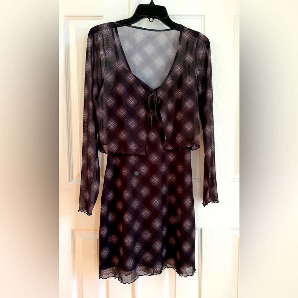 Hollister Black and Gray Plaid Dress